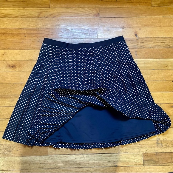 NWOT J. Crew Navy Polka Dot Pleated Skirt - Picture 4 of 4